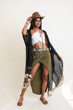 Longline Tassel Kimono Black