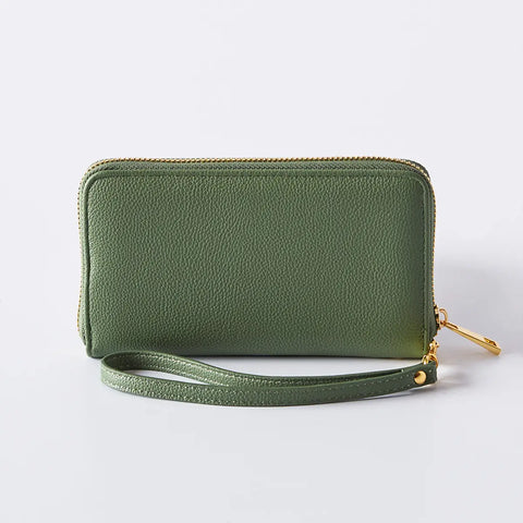 Vegan Leather Wristlet / Wallet Green
