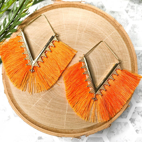 Fabulous Fringe Earrings Orange