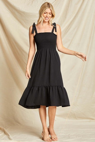 Smocked Dress Black