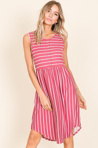Mauve Stripe Midi Dress