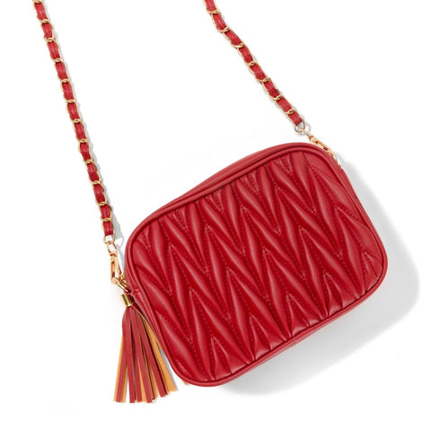Quilted Braid Crossbody Red