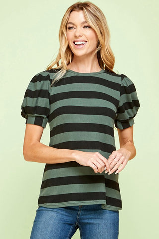Louise Green Striped Top