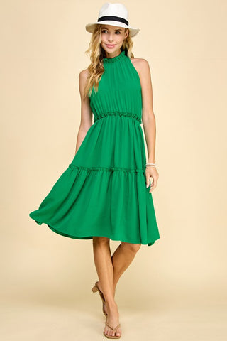 Lara Green Tiered Dress