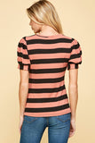 Louise Coral Striped Top