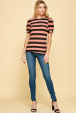 Louise Coral Striped Top