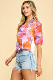 Peach Abstract Floral Top