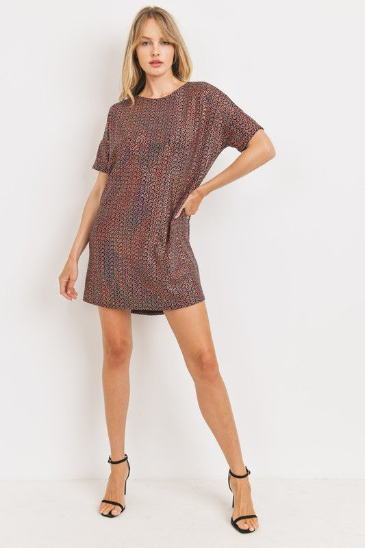 sequin rust dress Long sleeve sequin ruched mini dress Rust Rust / Large
