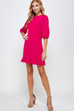 Ruffle Hem Dress Fuchsia