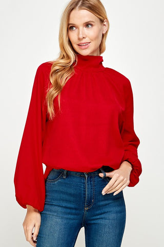 Back Tie Blouse Red