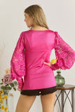 Lace Sleeve Top Pink