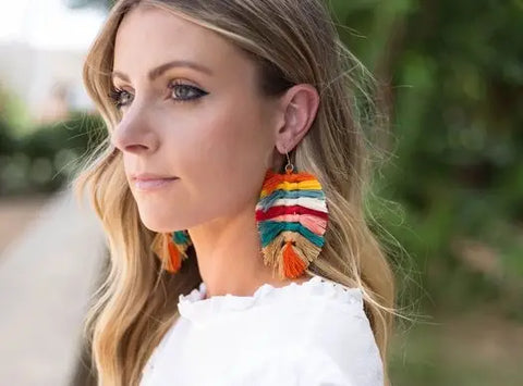 Rainbow Macramé Earrings