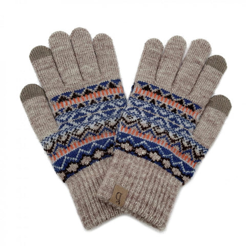 Knit Nordic Taupe Gloves